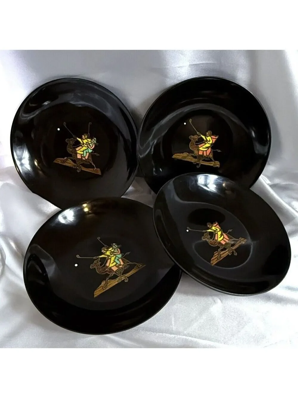 Vintage COUROC Anheuser Busch Black Bowls Set of 4